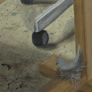 Detalj i målningen, en liten fågel
