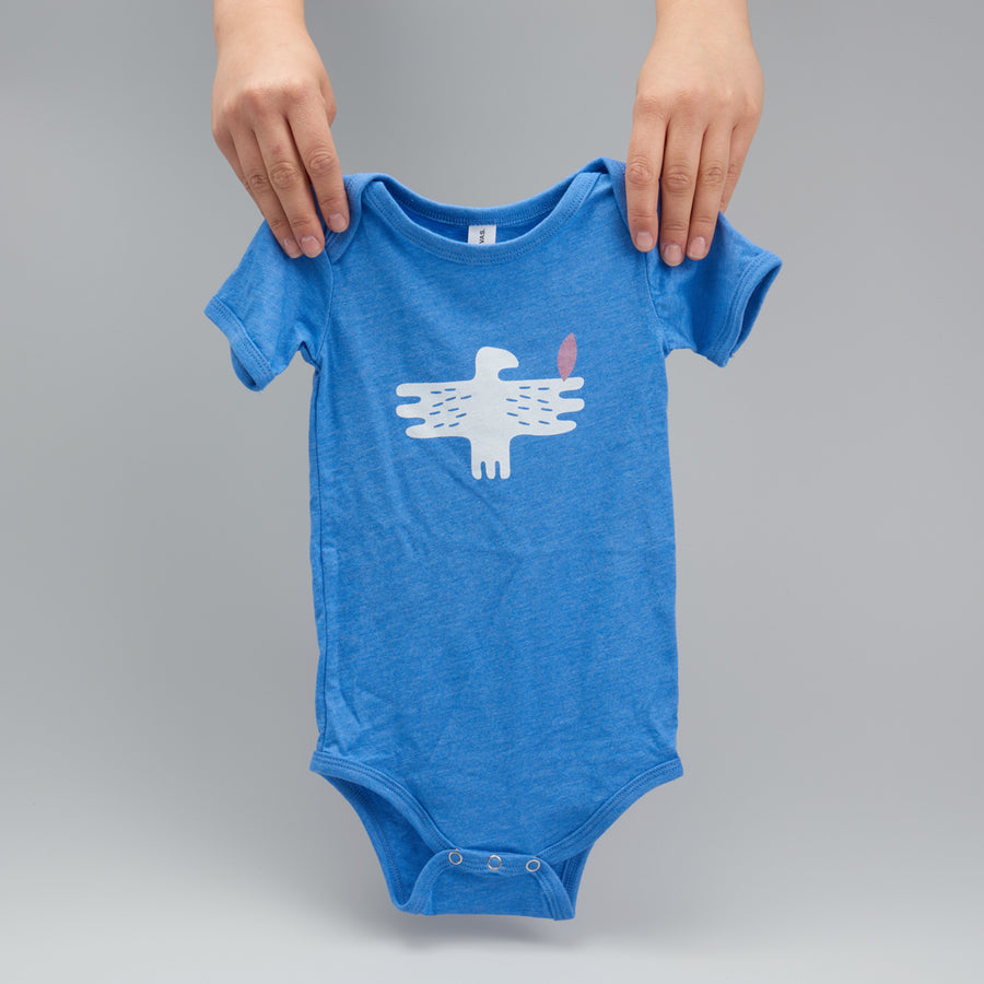 Blue babybody with white eagle