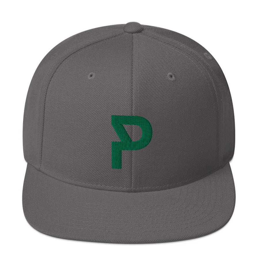 Trucker cap with green embroidery