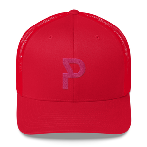 Trucker cap with mesh and red embroidery