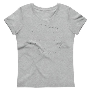 Ljusgrå t-shirt med svartprickigt mönster "Correlations" av Transposition Industries